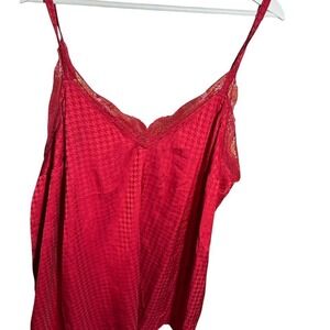 Torrid Red Satin Houndstooth Jacquard Lace Trim Camisole Top Plus Size 2